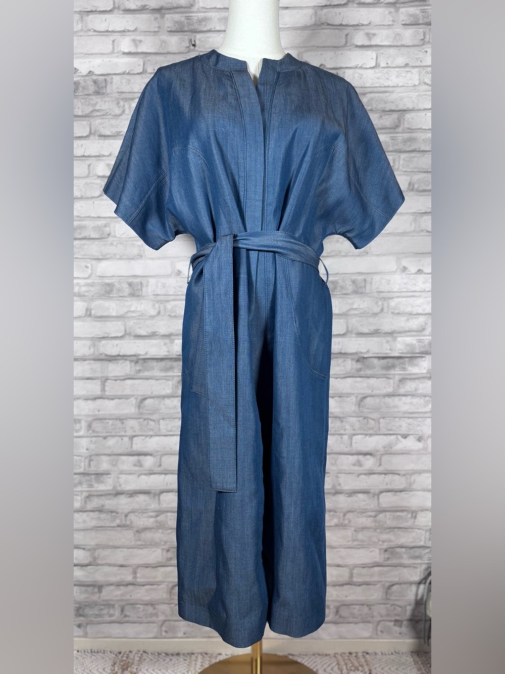 C/MEO Collective Washed Indigo Tie-Waist Maxi Dress
